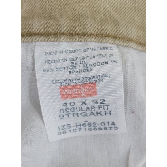Wrangler Mens Regular Fit Straight Leg Jeans Size 40 x 32 Tan Pockets Casual - Picture 9 of 9